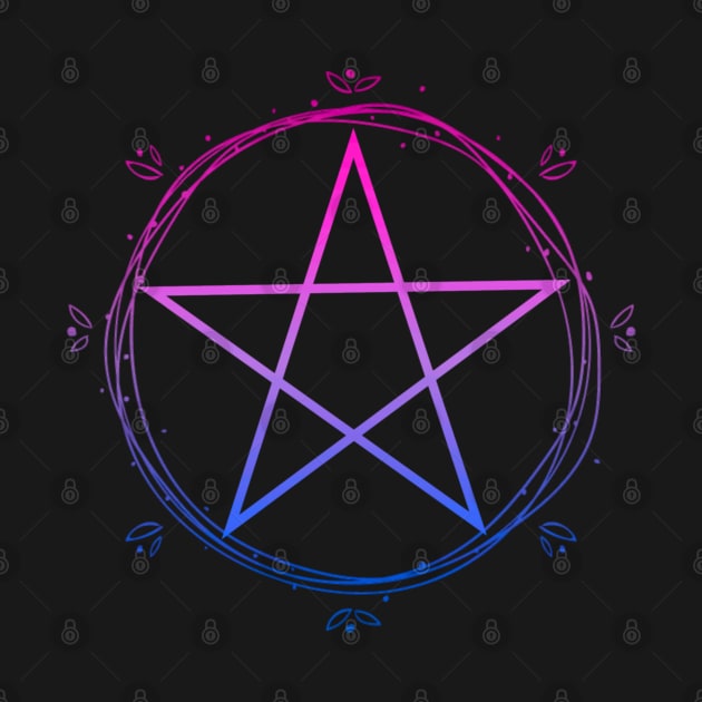 Bisexual Pentagram Wiccan Pagan Bi Pride Flag Boho Floral by AmbersDesignsCo