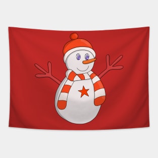 Cute Snowman Star Tapestry