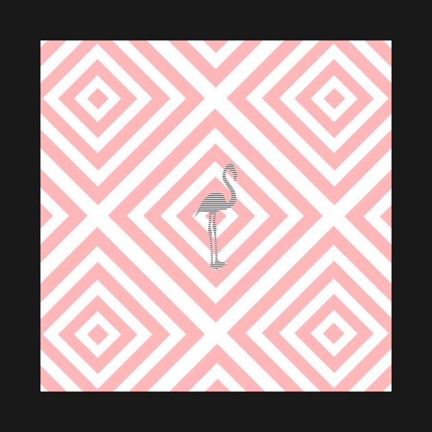 Gray Flamingo - Abstract geometric pattern - pink and white. by kerens