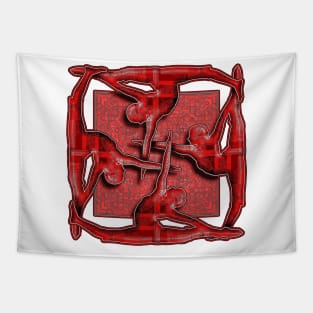 Red Yoga Poses Tapestry