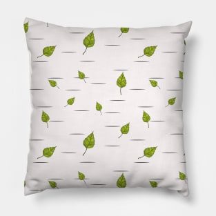 Birch tree pattern with leaves Pillow