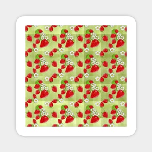 Nina's Strawberry Patch on Green Plaid Design Collection Magnet