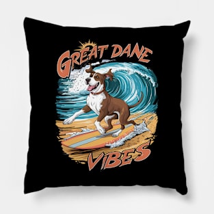 Great Dane Surfing Adventure Pillow