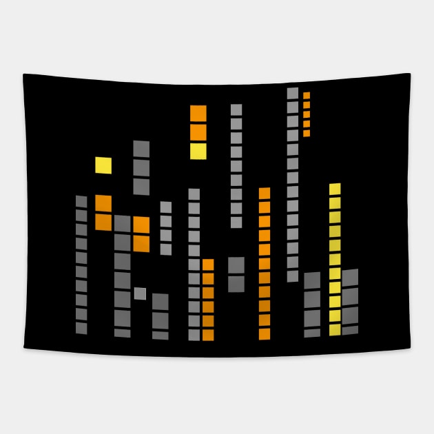 Geometric Pixel pattern orange gray Tapestry by carolsalazar