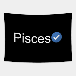 Verified Pisces (White Text) Tapestry