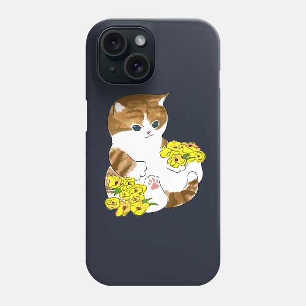 Mofu sand cat with flowers Phone Case by Dr.Bear