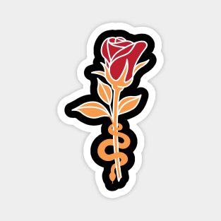 The red rose and snake Magnet