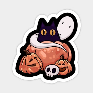 Black cat and halloween pumpkins Magnet