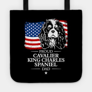 Proud Cavalier King Charles Spaniel Dad American Flag patriotic dog Tote