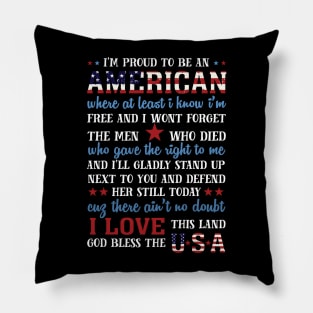 American map and Flag, 4th of July, happy independence day God Bless America Pillow