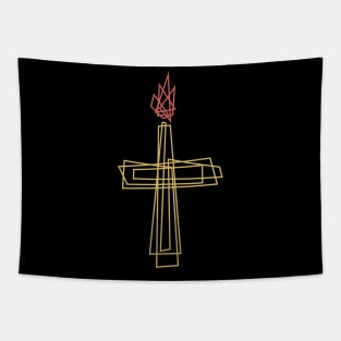 The cross of the Lord Jesus Christ and the flame of fire Tapestry