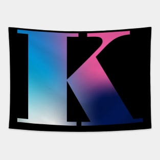 Capital Letter K Monogram Gradient Pink Blue White Tapestry