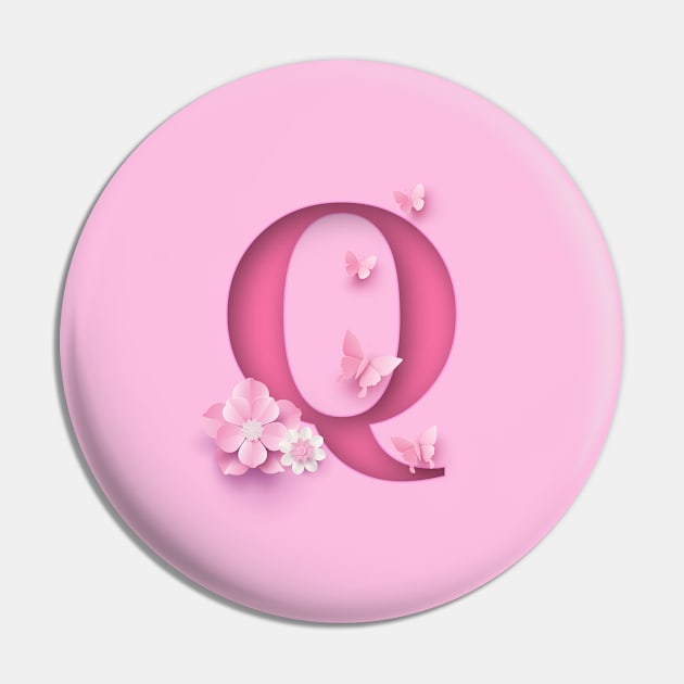 Q Letter Personalized, Pink Minimal Cute Design, Birthday Gift, Christmas Gift Pin by PRINTPOSE