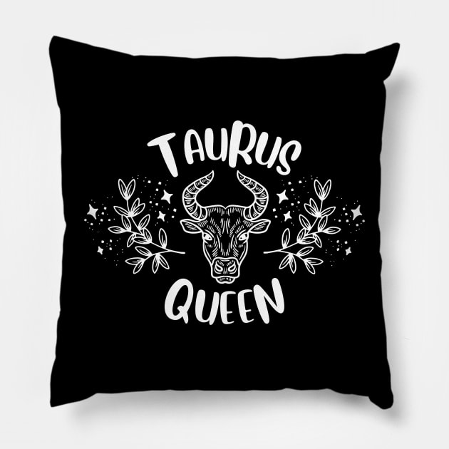 Taurus Queen Pillow by teresawingarts