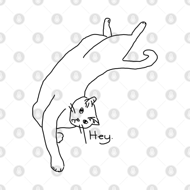Relaxed 'Hey' Cat Line Drawing by HFGJewels