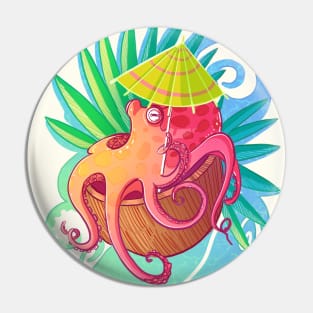 Octopus on the Beach Pin