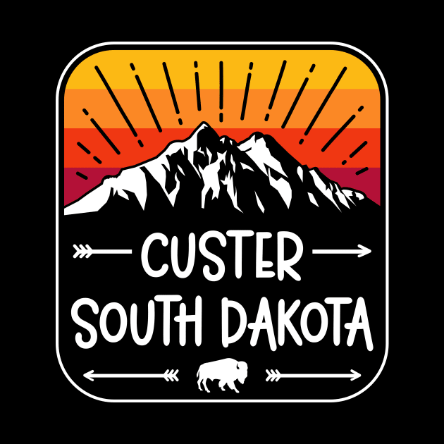 Custer South Dakota Vintage Mountain Sunset by SouthDakotaGifts