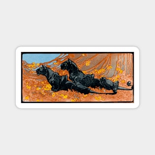 Pair of Black Panthers 1917  Bernard Willem Wierink Magnet