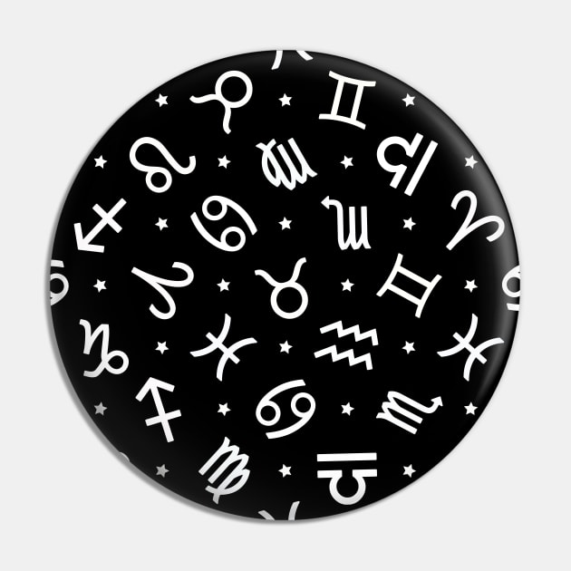 Pattern Set Zodiac Sign Horoscope Astrology Symbol Black and White Pin by DragonXX