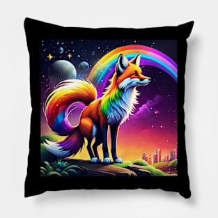 Rainbow Fox Pillow