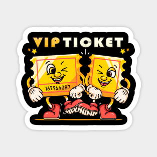 VIP Ticket, cartoon mascot character truncated tickets Magnet