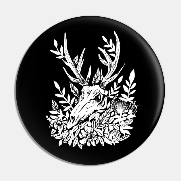 Memento Mori Deer Skull & Foliage Witchy Dark Mori Gothic Punk Pin by LunaElizabeth