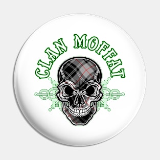 Scottish Clan Moffat Tartan Celtic Skull Pin