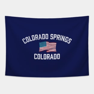 Colorado Springs Colorado Patriotic Vintage USA Flag Tapestry