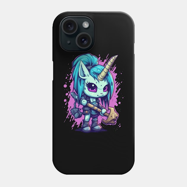 Whimsical Warrior: A Fusion of Unicorncore and Comic Art Phone Case by MerlinArt