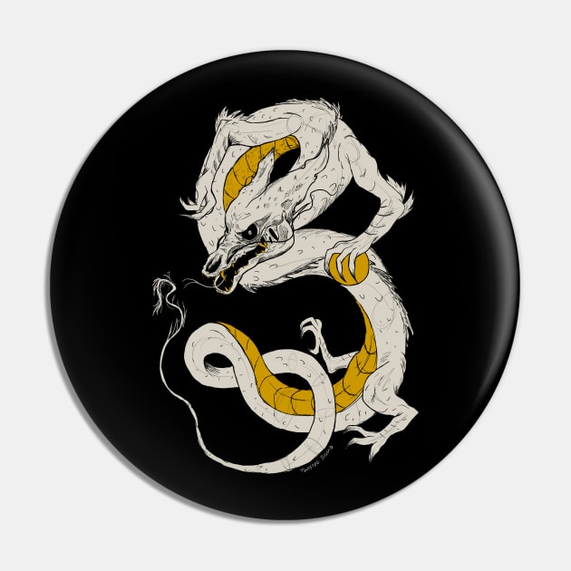 Golden Kin Dragon Pin by Twisted Squid