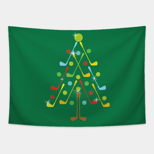 Christmas Tree Golf Player Xmas Gifts Tapestry by HBfunshirts