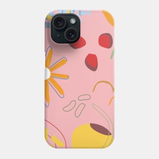 Pink abstract fruit and floral pattern Phone Case