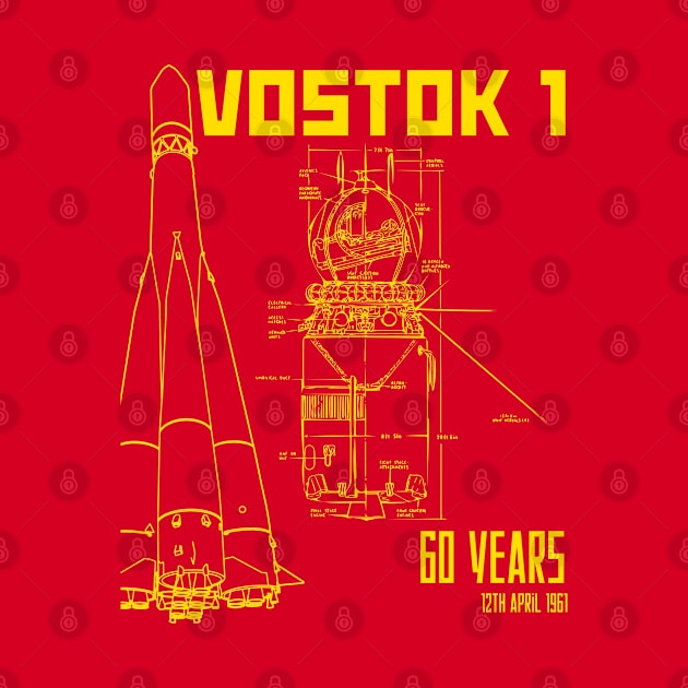 Vostok 1 Blueprint 60th Anniversary by ScienceNStuffStudio