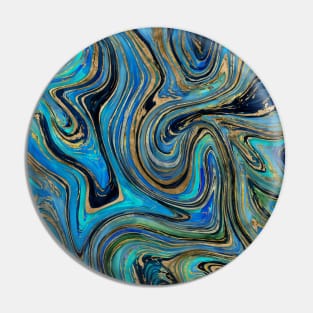 Golden Blue Marble Watercolor Pin