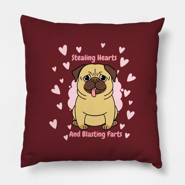 Stealing Hearts And Blasting Farts Pillow by Funkrafstik