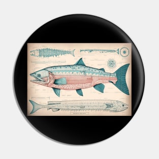 Sockeye Salmon Fish Print Pin