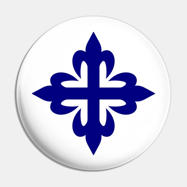 Flowered cross (navy blue) Pin by PabloDeChenez