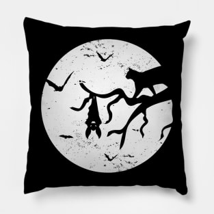 Vintage Full Moon Cat Bat Tree Spooky Halloween Costume Pillow