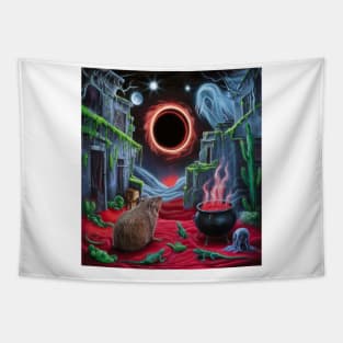 AI generated Groundhog watching solar eclipse Tapestry