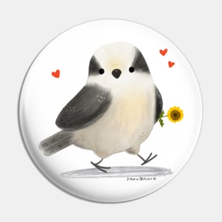 Gray Jay Bird with a sunflower Pin