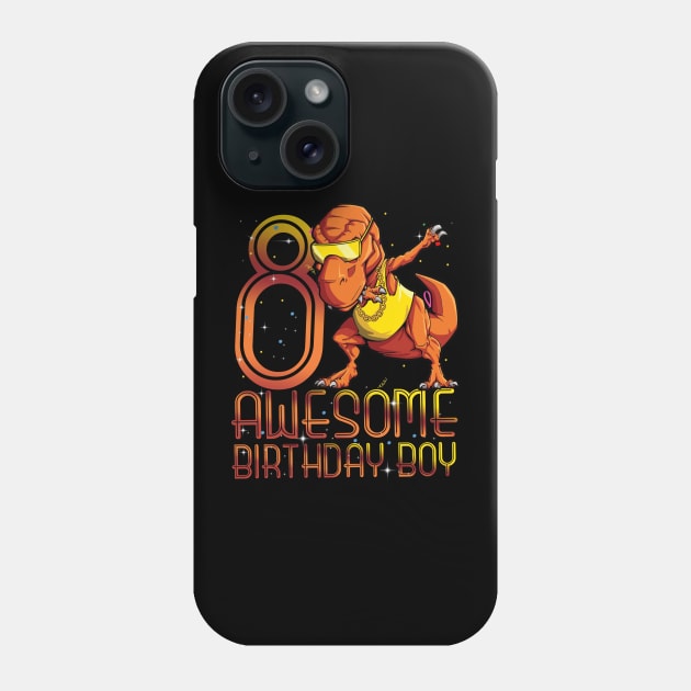 Kids 8th Birthday Dinosaur 8 Year Old Awesome Since Gifts Boy Phone Case by The Design Catalyst