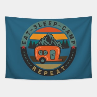 Eat-sleep-camp Tapestry