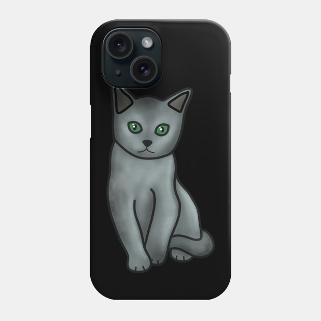 Russian Blue Cat Phone Case by Kelly Louise Art