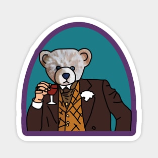 Bear In Suit Drinking Wine Portrait Magnet