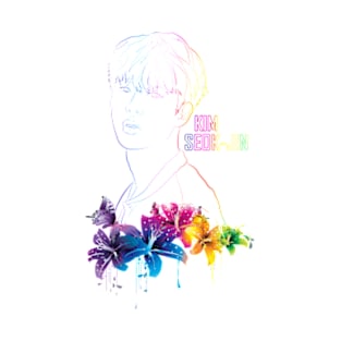 BTS Kim Seokjin manga with flowers | Army K-pop T-Shirt