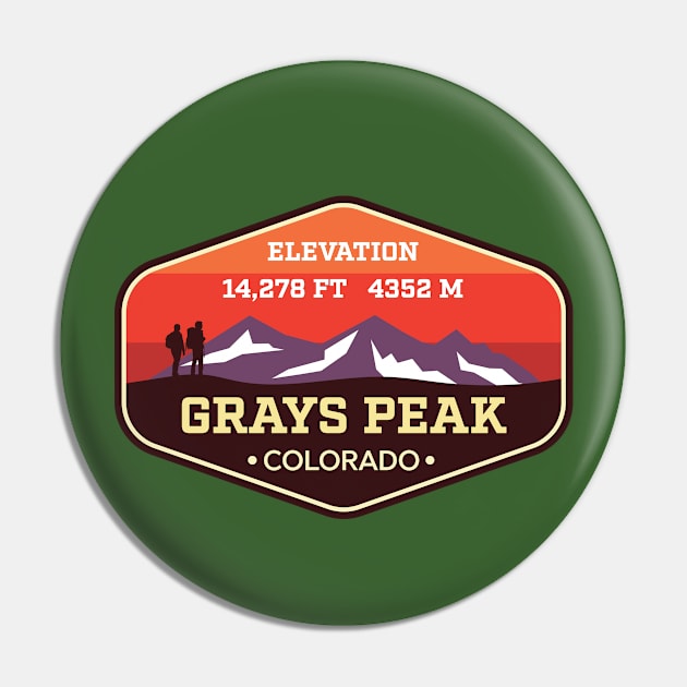 Grays Peak Colorado - 14ers Mountain Climbing Badge Pin by TGKelly