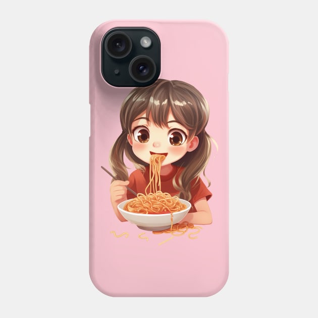 Girl Eating Spaghetti Phone Case by peterdesigns