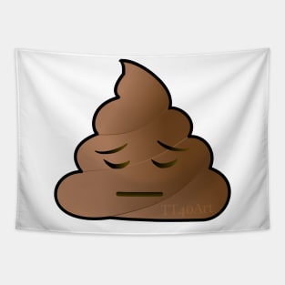 Pensive Poop Emoji Tapestry