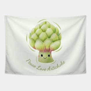 Peace Love Artichoke Watercolor Tapestry