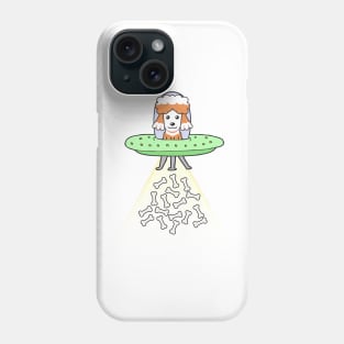 Funny brown dog is flying a ufo Phone Case